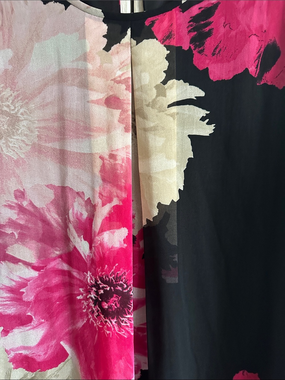 Calvin Klein Black Shift Dress with Fuchsia & Cream Floral Print - Picture 4 of 4